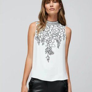 nwt white house black market embroidered sleeveless shell top 0